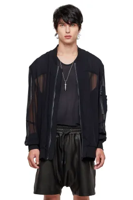 SHEER BOMBER JACKET IN BLACK